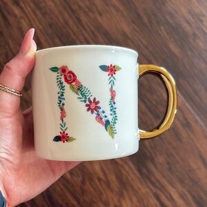 Opalhouse Floral Initial Mug with Gold Handle